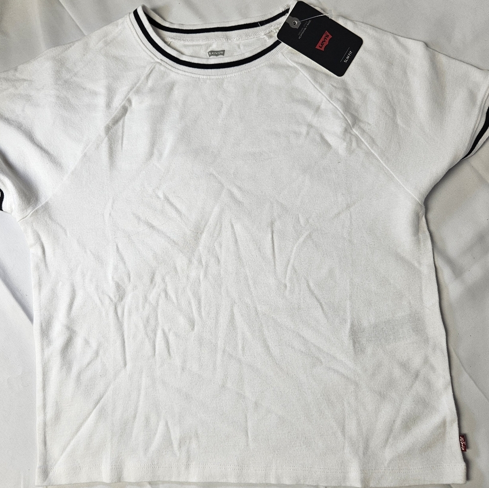 Levi's White T-Shirt with Black Trim Size XL
